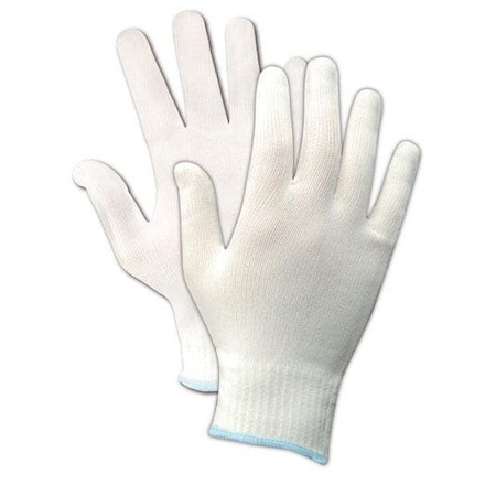 Magid Cleanroom Gloves, Nylon, 9.5in L, White, M, 12 PK 31NYM